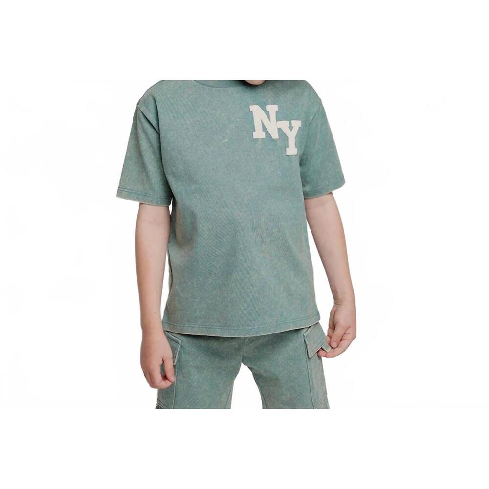 NEW MILES BABY boys acid wash short sleeve tee in teal